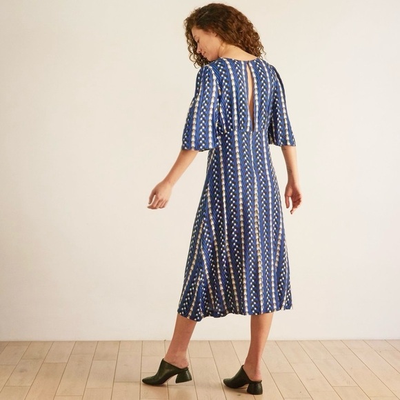 NWT Anthropologie The Odell’s Bell Sleeve Open Back Dress Kigali - Picture 1 of 12